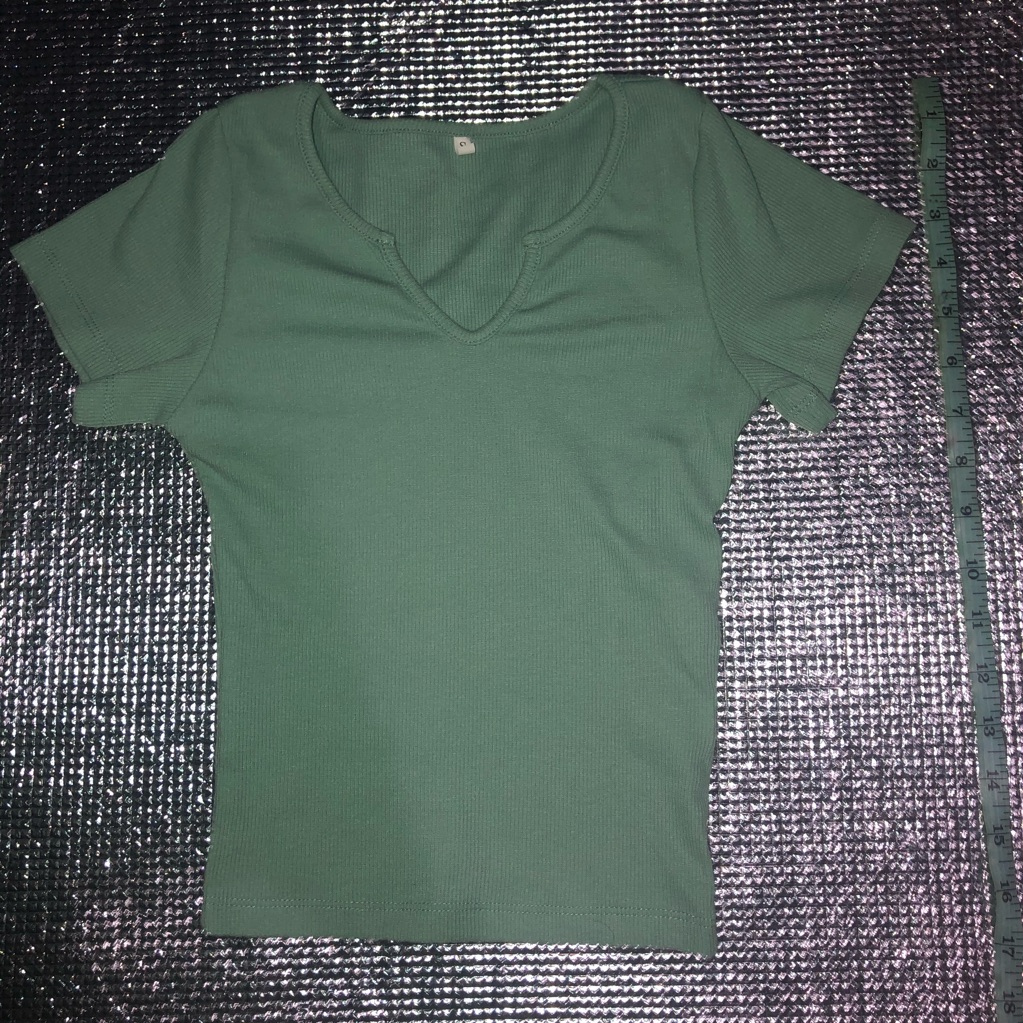Notched Neck Solid Fitted Tee